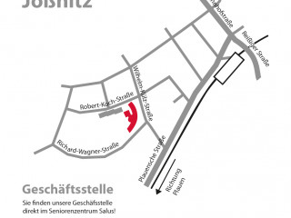 Karte: Anfahrt an die Geschäftsstelle der SBW in Jößnitz